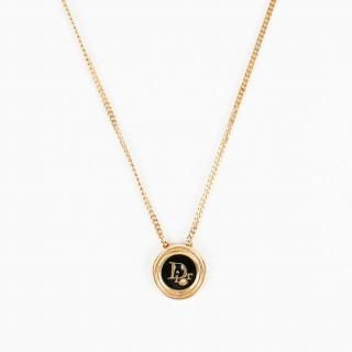 Dior ディオール ロゴサークルバイカラーネックレス ゴールド×ブラック ヴィンテージの商品画像