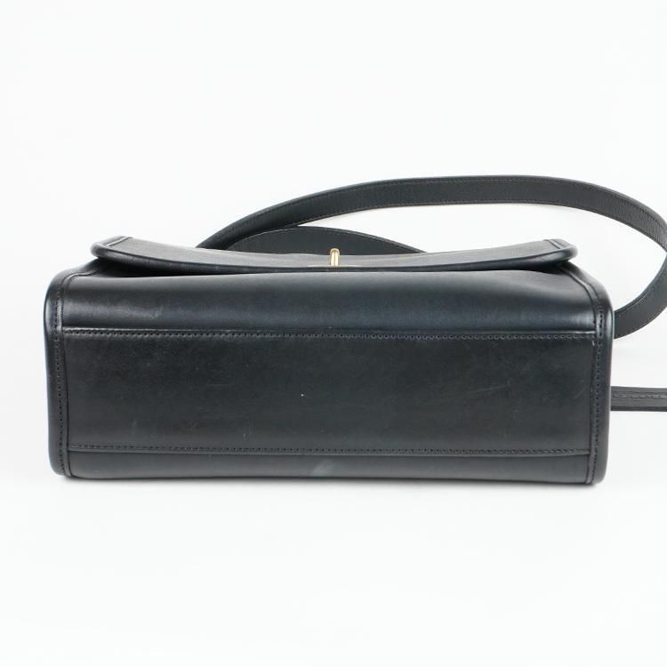 【美品】コーチ ショルダーバッグ シグネチャー　ターンロック ブラック COACH コーチ ターンロック2WAYフラップショルダーバッグ