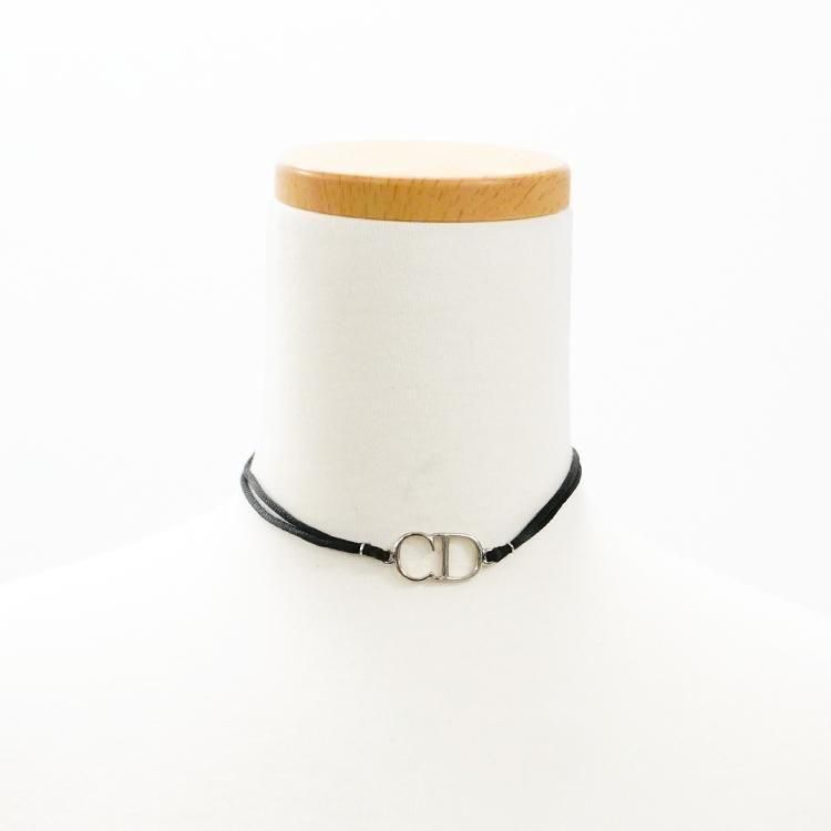 Dior ディオール CDロゴチョーカーネックレス シルバー×ブラック