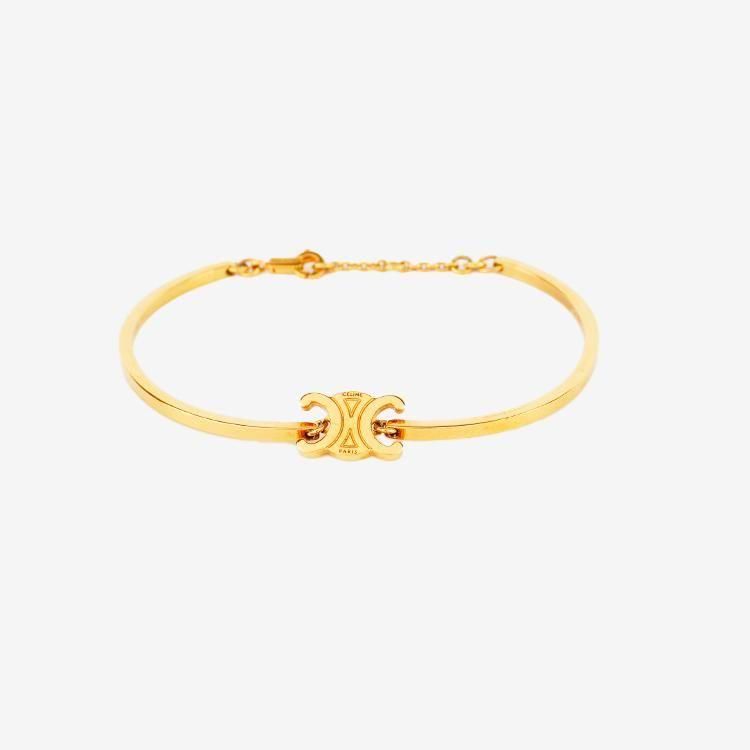 美品 CELINE セリーヌトリオンフアーティキュレート ブレスレット ゴールド CELINE トリオンフ アーティキュレート スパークル ブレスレット