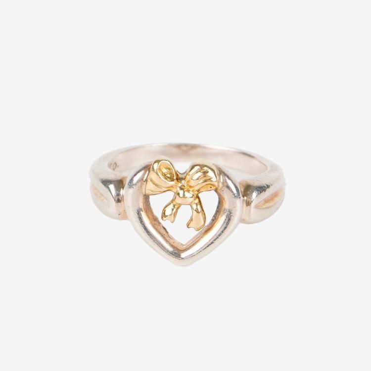 TIFFANY ティファニー オープンハートリング シルバー×ゴールド