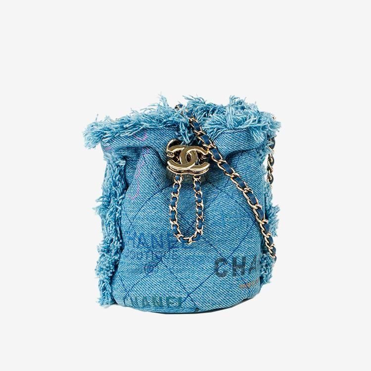 CHANEL シャネル マトラッセデニムミニバケットショルダーバッグ CHANEL シャネル マトラッセデニムミニバケットショルダーバッグ