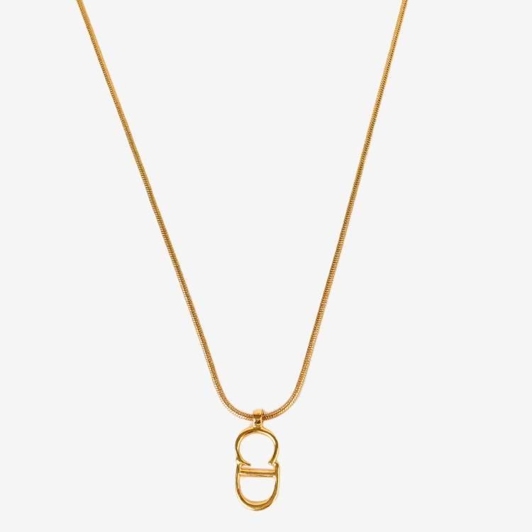 Dior ディオール CDロゴプレートネックレス ゴールド