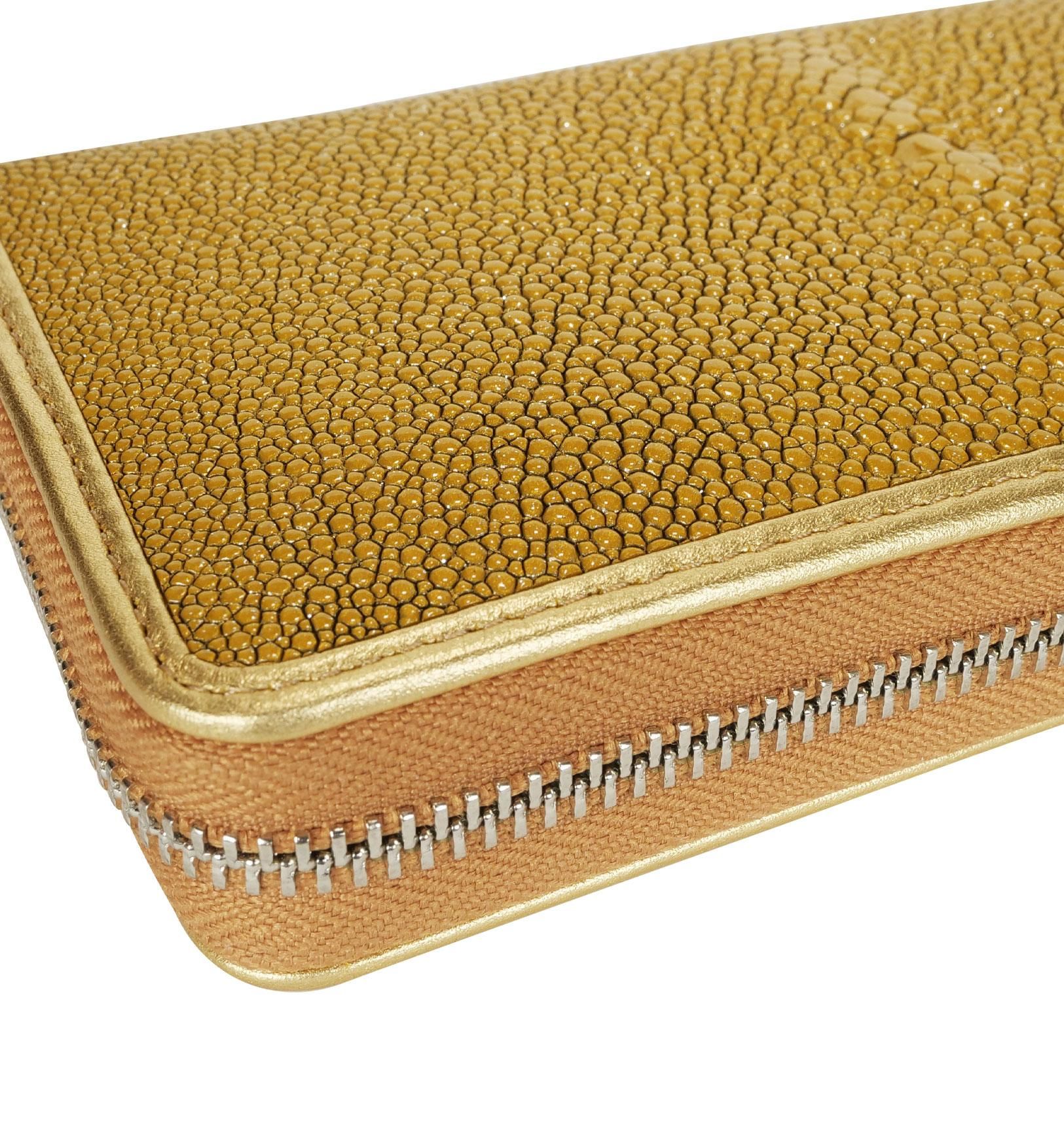 ガルーシャ ラウンドファスナー 長財布 スパークリング ゴールド