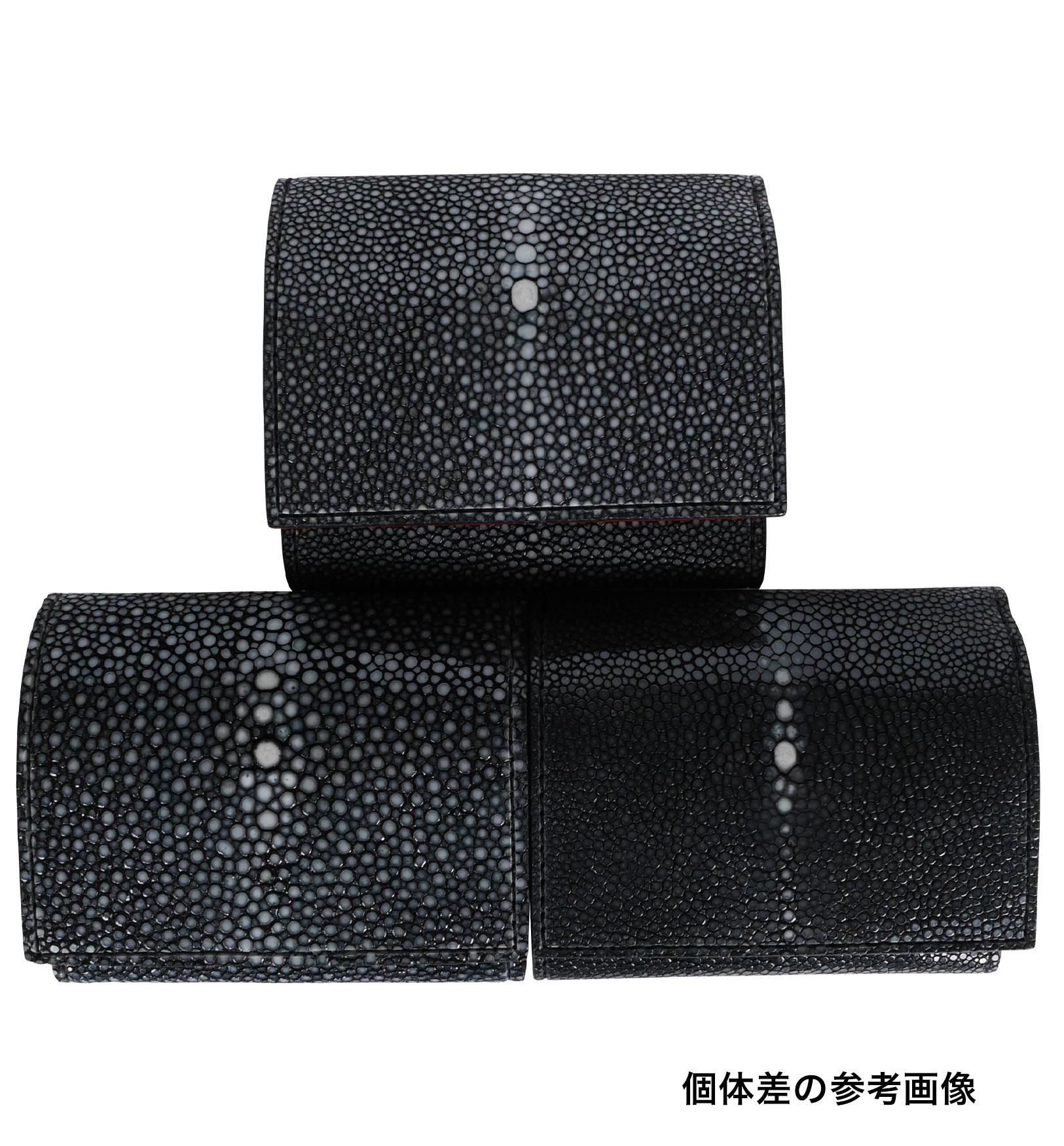 三つ折りミニ財布 ポリッシュ ブラック - BAHARI -