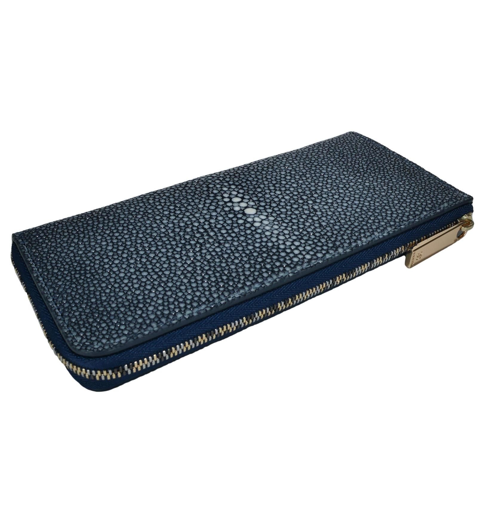 長財布 L型ファスナー ポリッシュ ネイビー - BAHARI - 長財布 L型ファスナー ポリッシュ ネイビー - BAHARI -