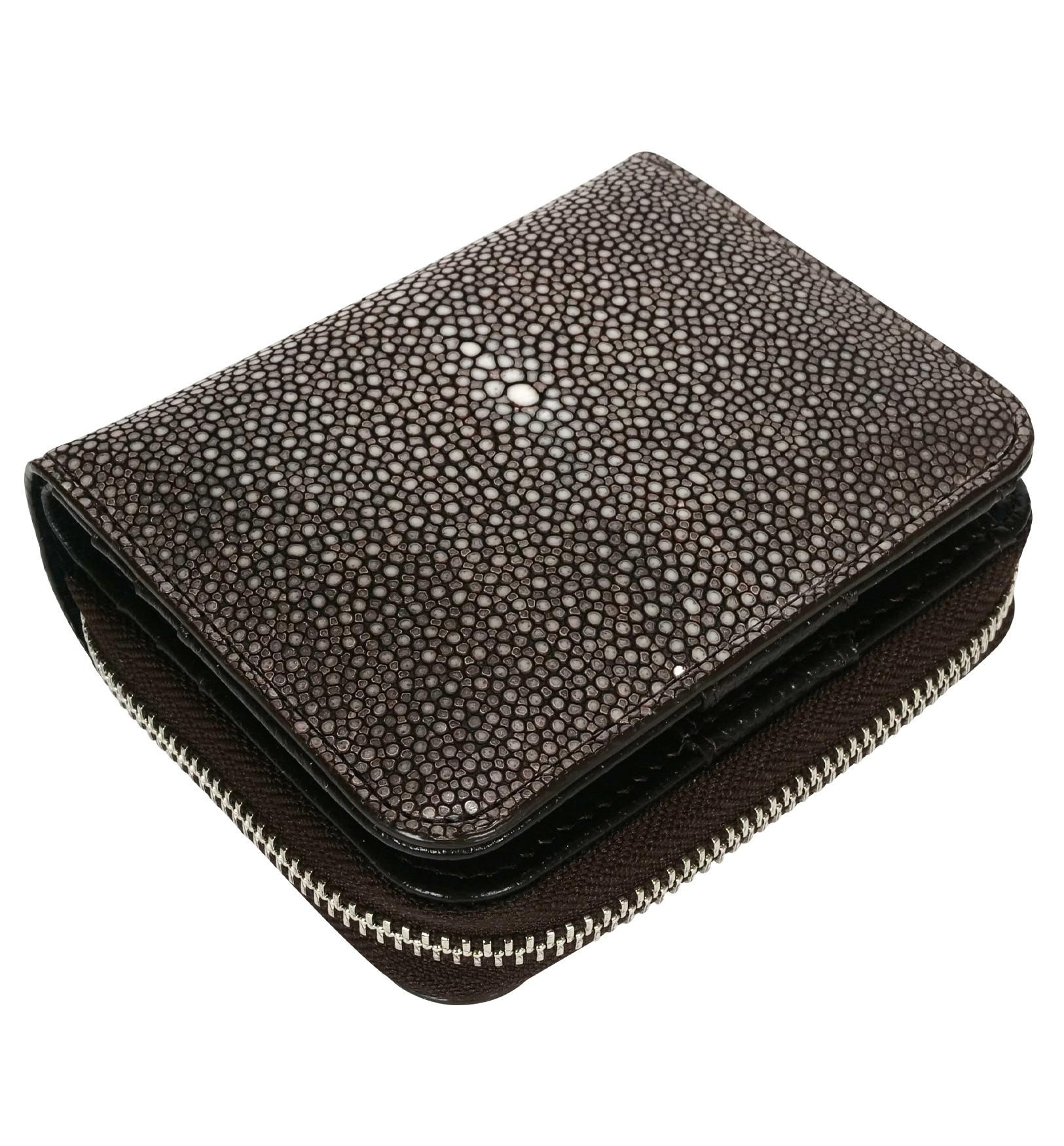 極美品 BAHARI エイ革 二つ折り財布 ポリッシュ イントレチャート ガルーシャ 2つ折り財布 ポリッシュ加工 - BAHARI -