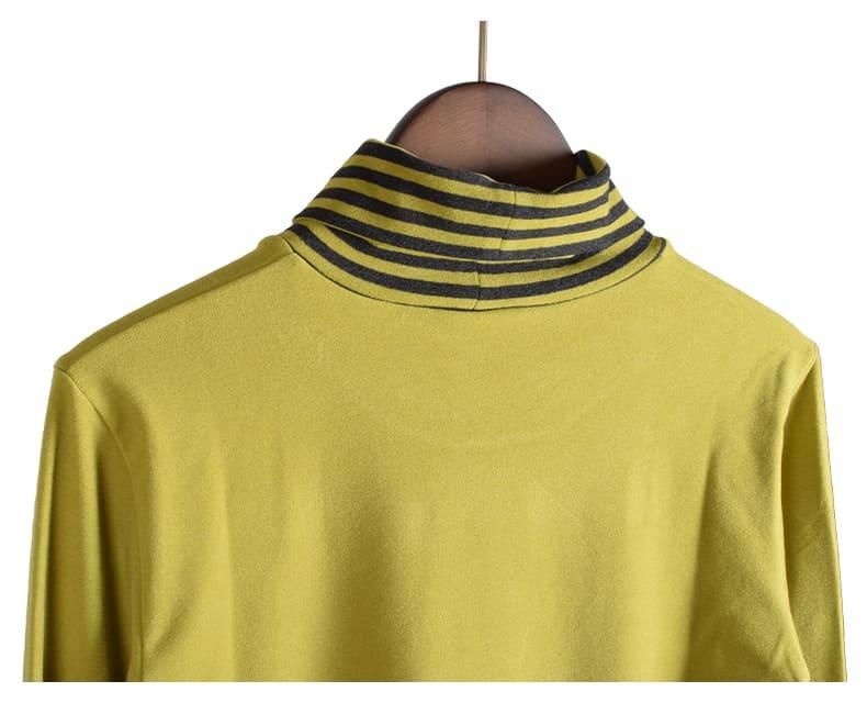 oca様 ボーダーネックモックネックLSシャツ ピスタチオ | Resurrection