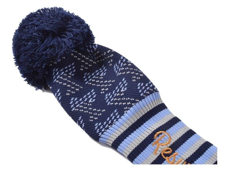 レザレグション　防風　ロゴ　ニット　ネイビー ニットヘッドカバー (Fw) ネイビー | Resurrection