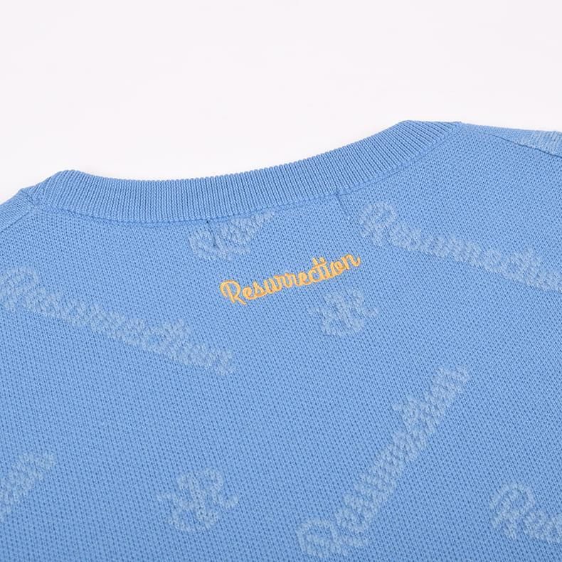 メンズ ロゴモノグラムニットプルオーバー ブルー