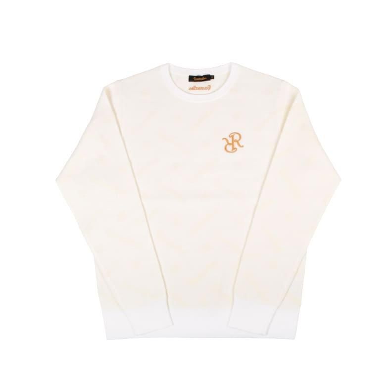 定価1万円以上引き！美品！ロゴモノグラムニットプルオーバー / ネイビー メンズ ロゴモノグラムニットプルオーバー ホワイト