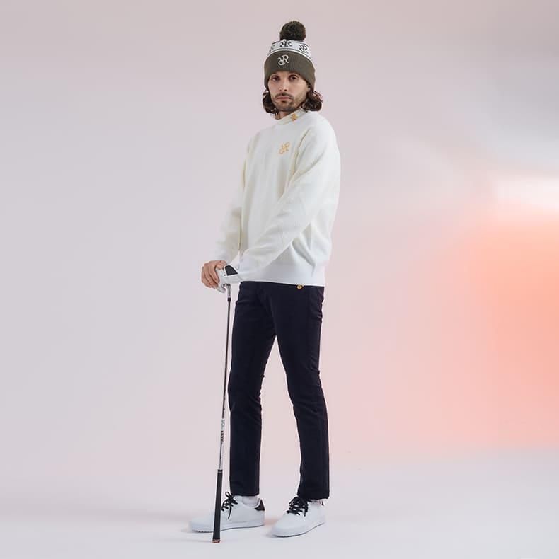 メンズ ロゴモノグラムニットプルオーバー ホワイト