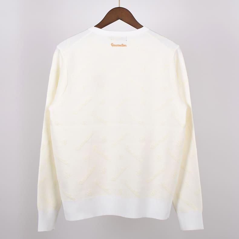 定価1万円以上引き！美品！ロゴモノグラムニットプルオーバー / ネイビー メンズ ロゴモノグラムニットプルオーバー ホワイト