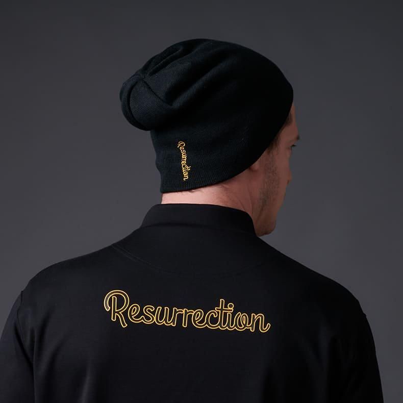 レザレクション　ゴルフ 防風　レイヤーロゴセーター Ｓニット帽 　ニット帽　Ｓ ニットビーニー ブラック | Resurrection レザレクション