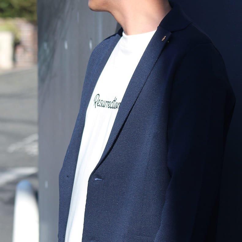 レザレクション　ニットアウター メンズ ニットテーラードジャケット ネイビー | Resurrection