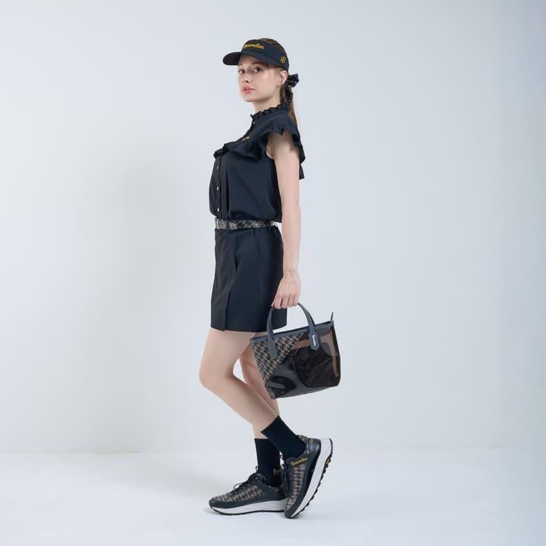レザレクション新品【フリルブラウス ブラック】ゴルフレディーストップス レザレクション新品【フリルブラウス ブラック】ゴルフ