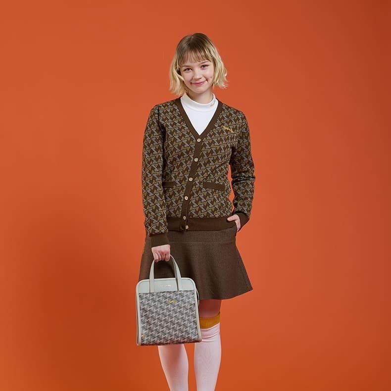 ウィメンズ GMジャガードニットカーディガン ブラウン