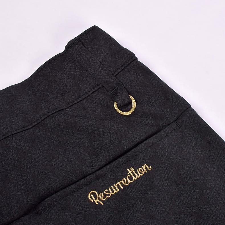 【レザレクション】美品 ジョガーパンツ ブラック サイドロゴ M メンズ レザレクション】美品 ジョガーパンツ ブラック サイドロゴ M