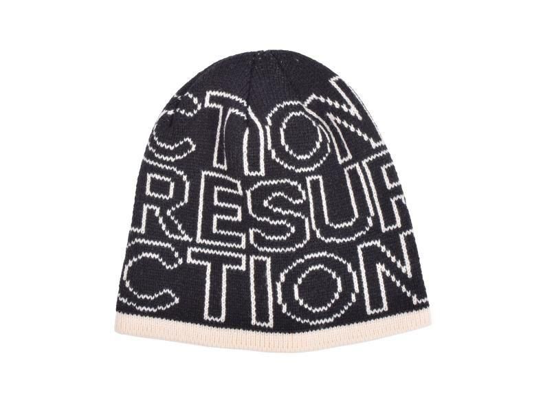 ロゴモノグラムニットビーニー ブラック×オフホワイト