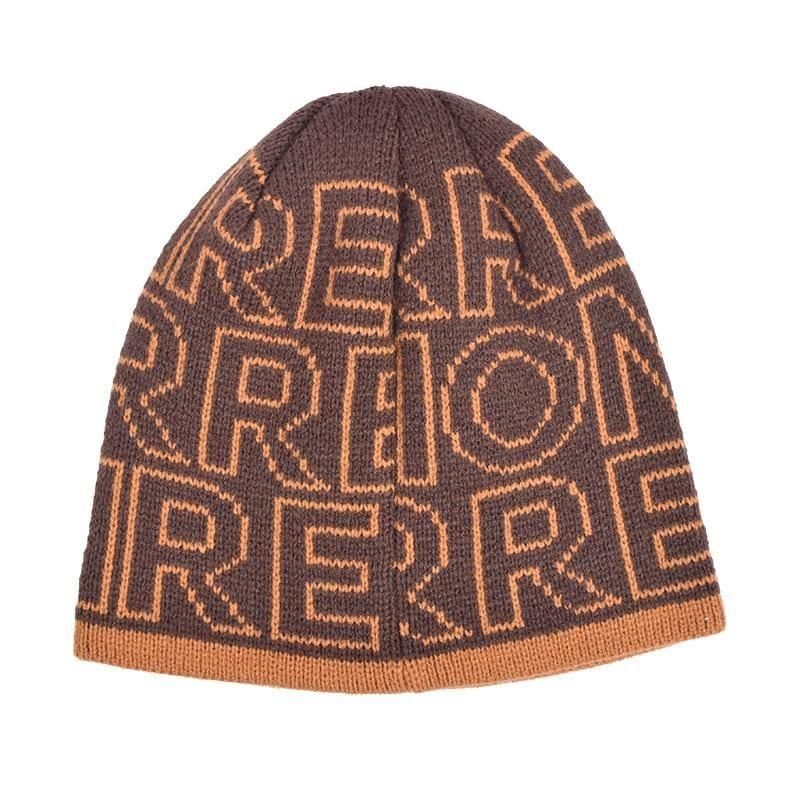 ロゴモノグラムニットビーニー ブラウン×キャメル