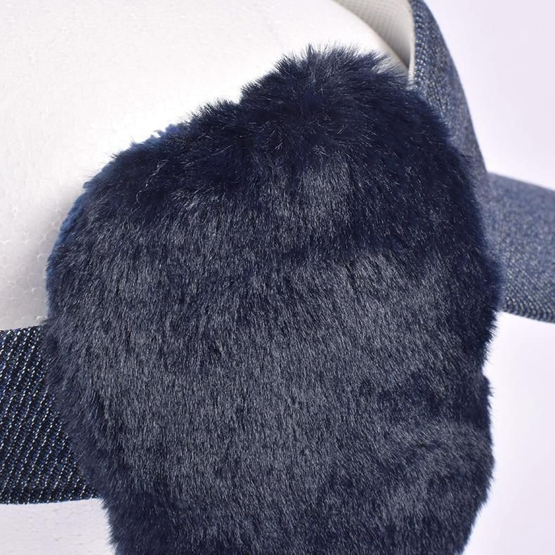 ボアイヤーマフサンバイザー(ツイーディー) ネイビーブルー