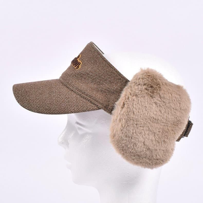 ボアイヤーマフサンバイザー(ツイーディー) キャメルブラウン