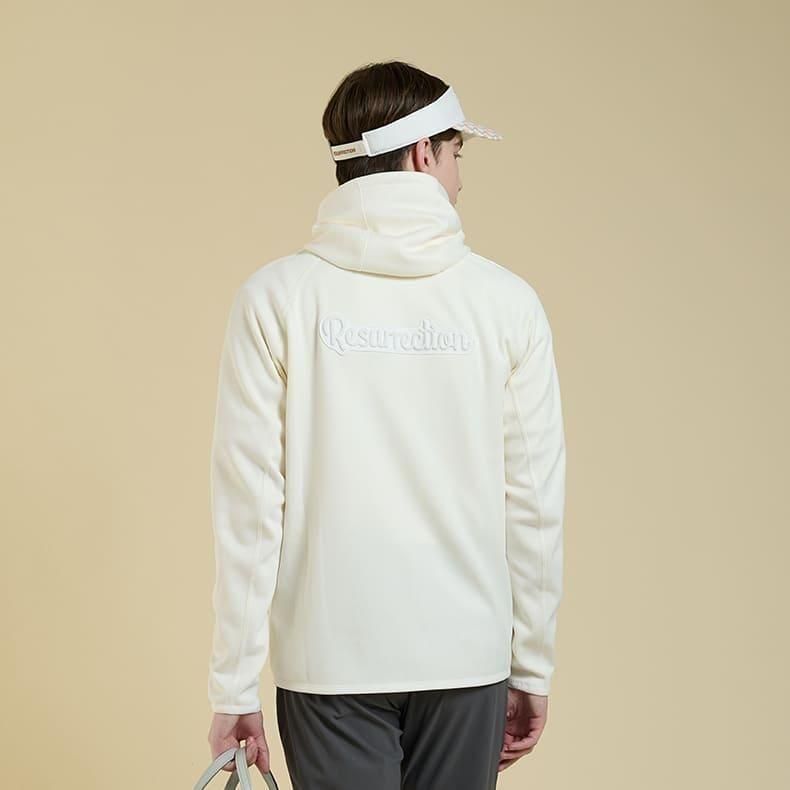 メンズ ブラッシュロゴジップアップパーカー オフホワイト