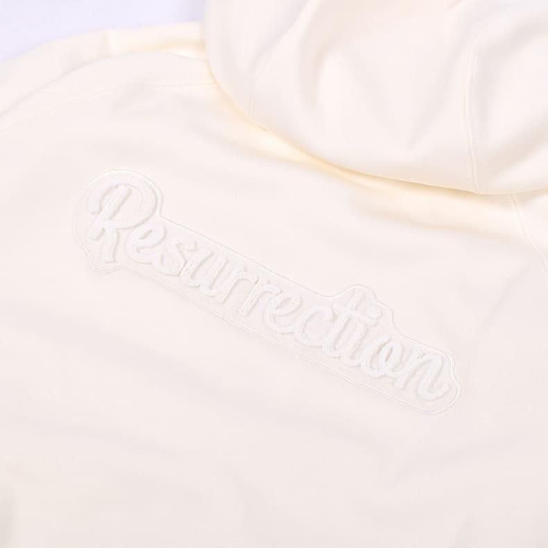 Resurrection Mサイズ ホワイト ウィメンズ ブラッシュロゴジップアップパーカー オフホワイト