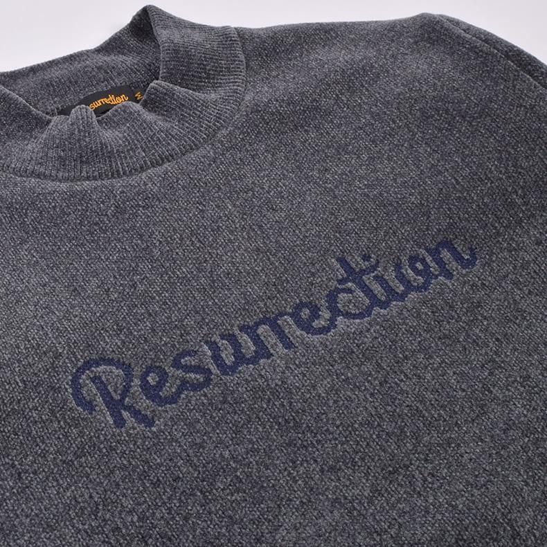 Resurrection ダークグレー ハイネックシャツ メンズ エアシャットモールヤーンハイネックニット ダークグレー