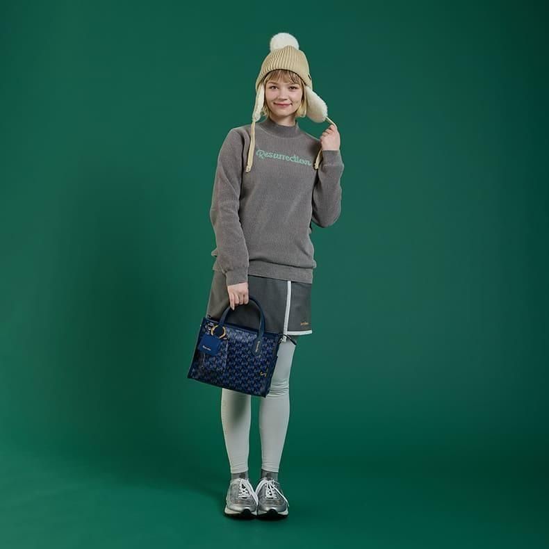 ウィメンズ エアシャットモールヤーンハイネックニット ライトグレー