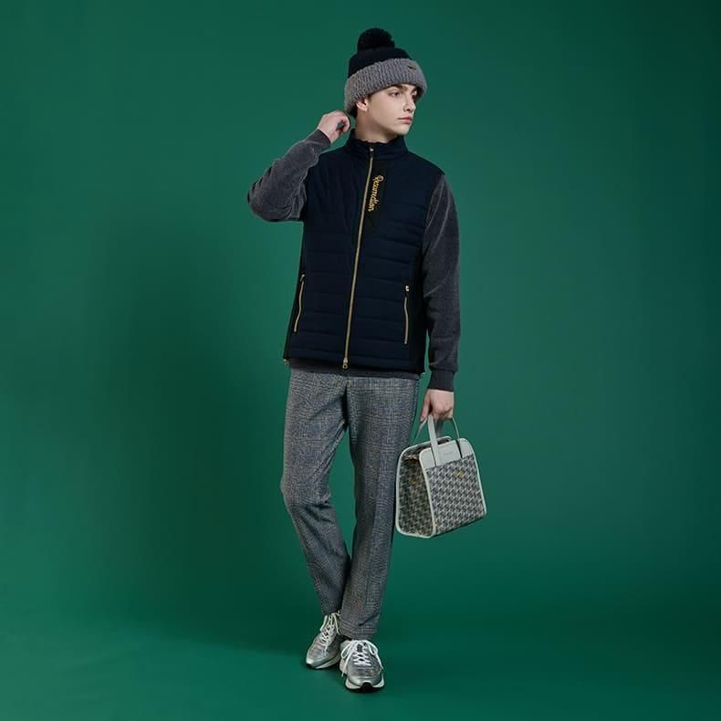 メンズ ウォームチェックロングパンツ グレー | Resurrection