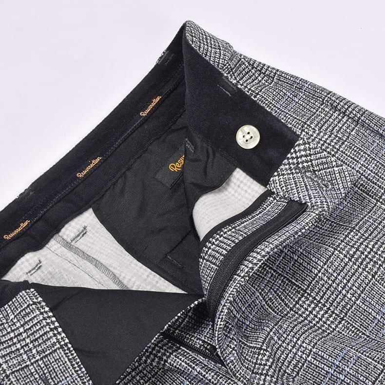 メンズ ウォームチェックロングパンツ グレー | Resurrection