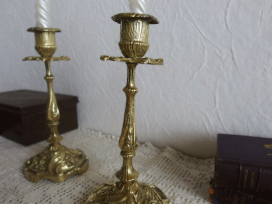 フランスアンティーク　真鍮製 ペアの燭台
