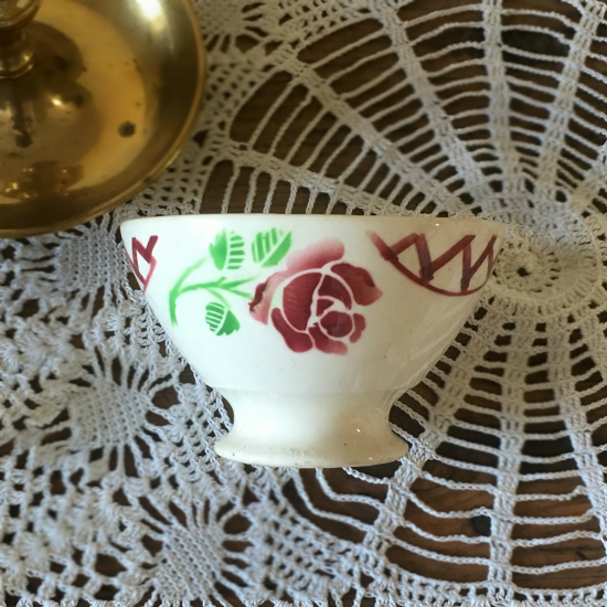 アンティーク薔薇のカフェオレボウル   フランスバドンヴィレー