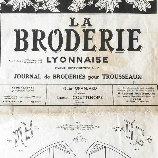 アンティーク 刺繍新聞（LA BRODERIE ）2枚セット