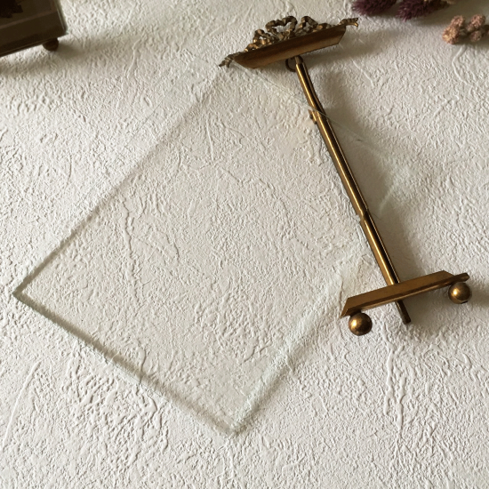 フランスアンティーク ベベル（面取り）ガラスとリボン装飾のフォトフレーム 
