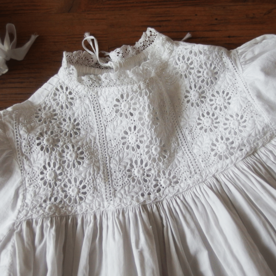 洗礼式のベビードレス2枚セット フランス製アンティーク