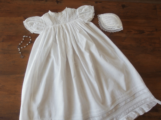 アンティークベビードレス | フランス コットン製 洗礼用ベビードレス