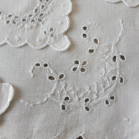 アンティーク フランス フレンチローズ刺繍 オープンカットワーク