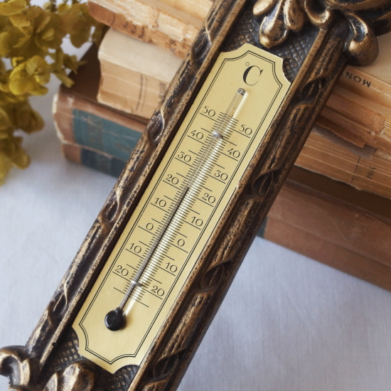 フランスヴィンテージ ゴールド装飾の温度計（壁掛け用）