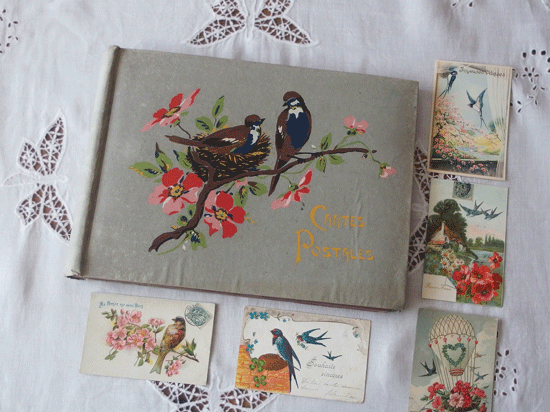 フランスアンティーク | 鳥とお花のポストカードアルバム（鳥の