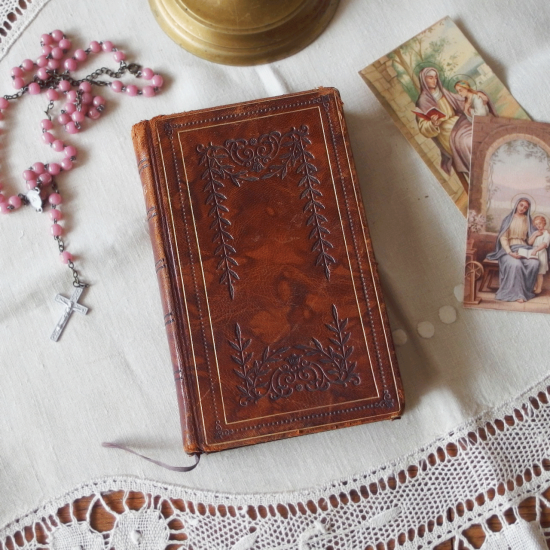 1934年製 フランス アンティーク ミサ用祈祷書(聖書) フランスアンティーク 革表紙の祈祷書( MISSEL ミゼル ミサ典書