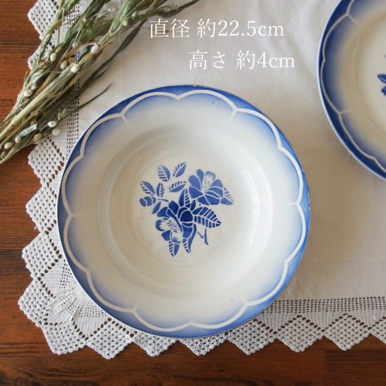 フランスアンティーク ディゴワン・サルグミンヌ スープ皿とデザート皿 2枚セット（青色）