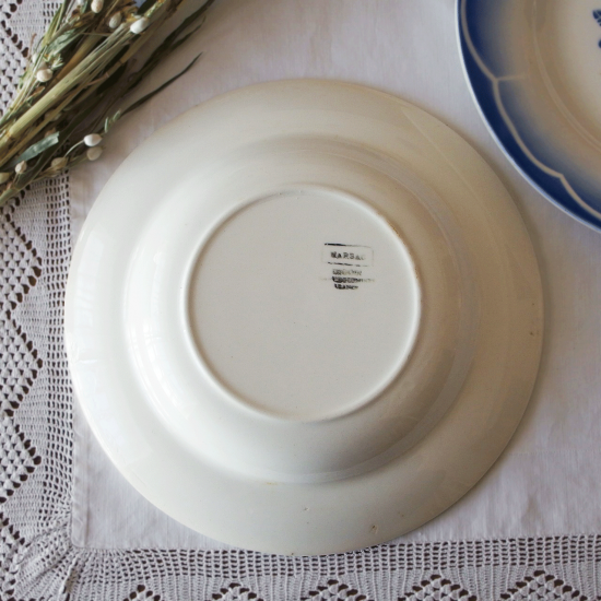 フランスアンティーク ディゴワン・サルグミンヌ スープ皿とデザート皿 2枚セット（青色）