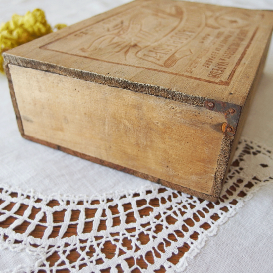 フランス アンティーク木箱 蓋付き お菓子の販促用木箱 