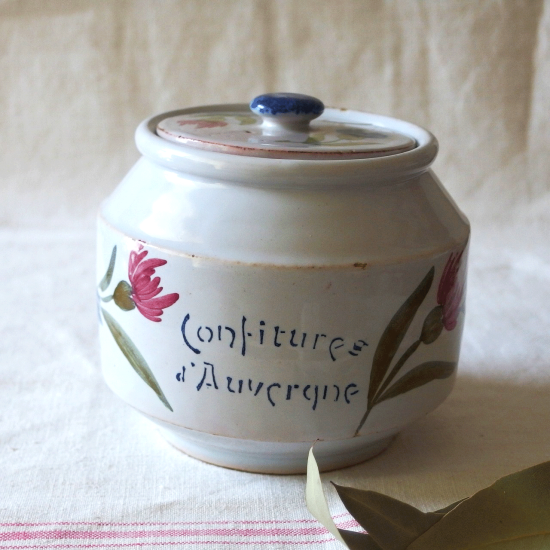フランスアンティーク 陶器ジャー お花模様のジャムポット Chocolaterie de Royat