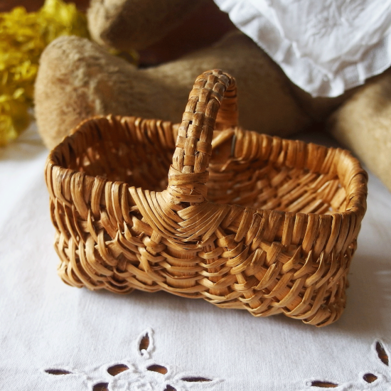 アンティーク ドールパニエ | フランス 籐製の小さなバスケット 
