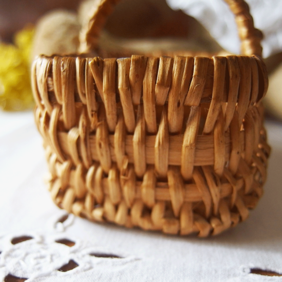 フランスアンティーク ドールパニエ 籐製の小さなバスケット
