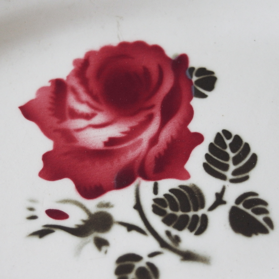 フランスアンティーク バドンヴィレ 薔薇模様のラヴィエ  オーバル型 前菜プレート（1）