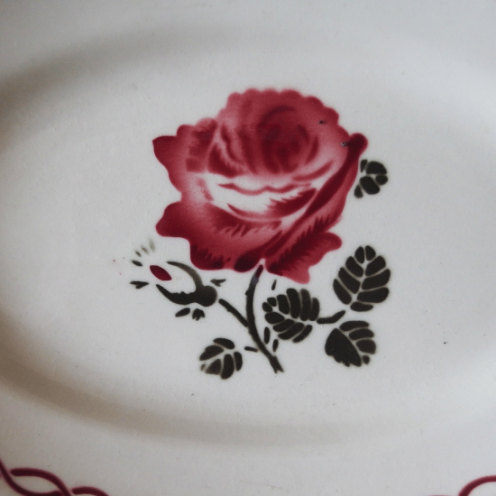 アンティーク プレート | フランス バドンヴィレ 薔薇模様の アンティーク プレート | フランス バドンヴィレ 薔薇模様の